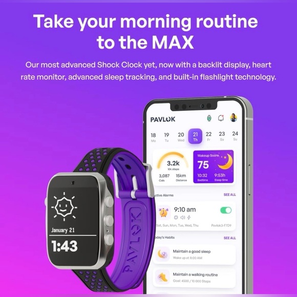 Shock Clock MAX - Smart Watch w/ Electric Zap, Sleep & Heart Rate Tracking - Picture 2 of 9